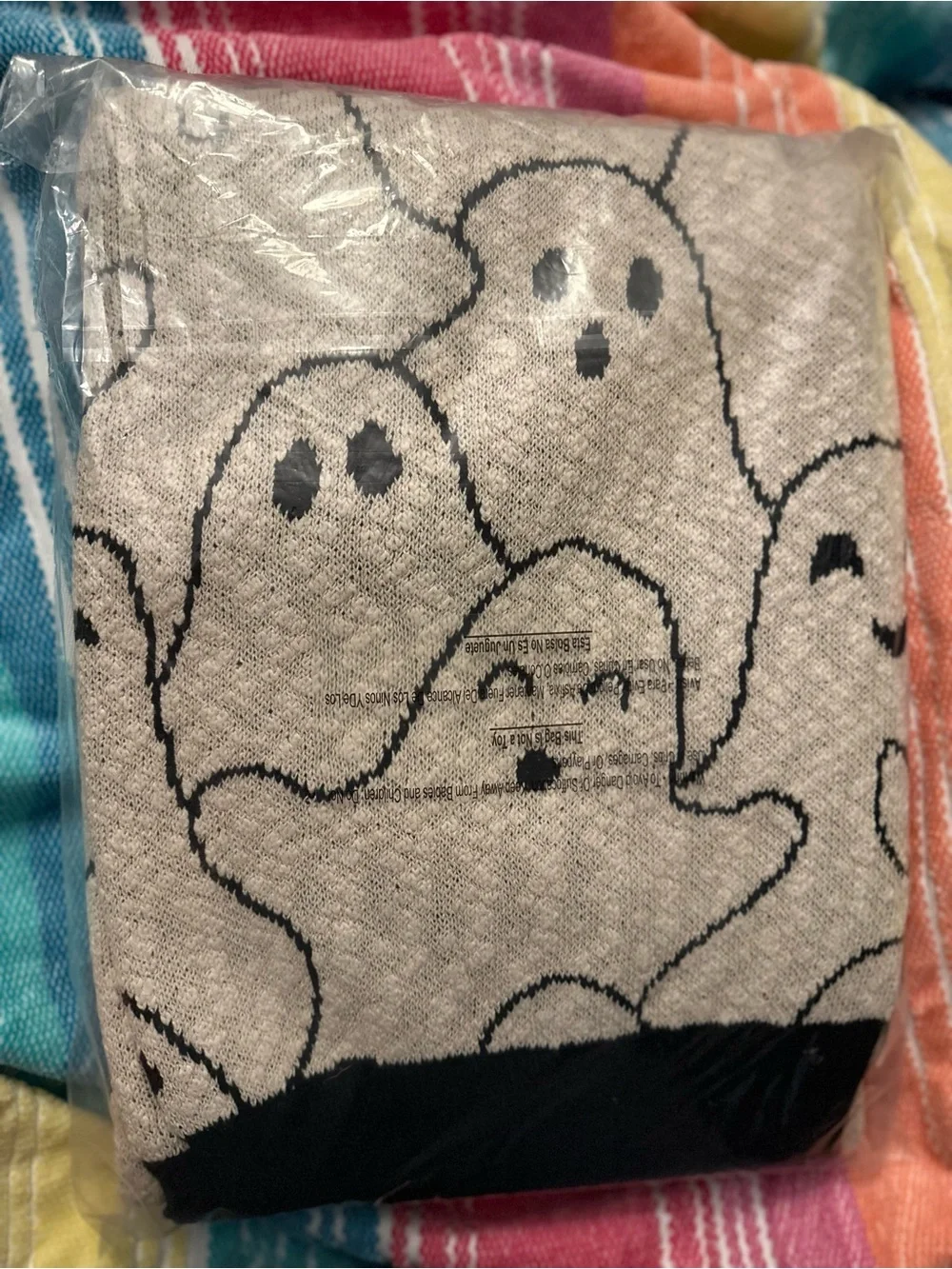 Ghouls and Goblins Throw Blanket - Cream & Black